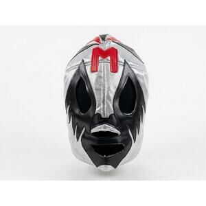 Vintage Mil Mascaras Lucha Libre Mask - Silver/Black Heart - Foam Lined